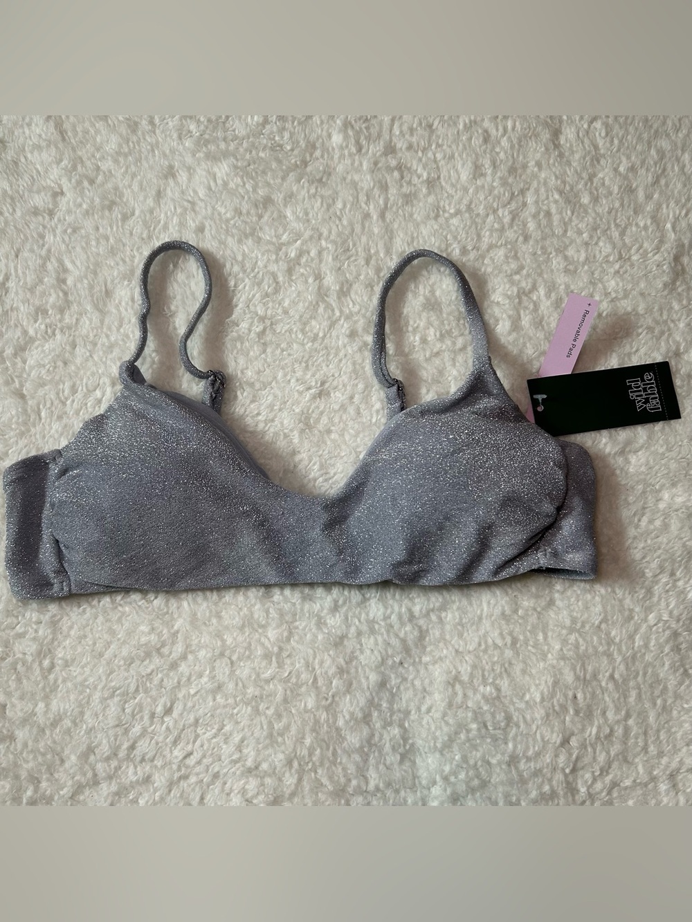 Wild Fable Women’s Silver Shimmer Bikini Top Medium NEW